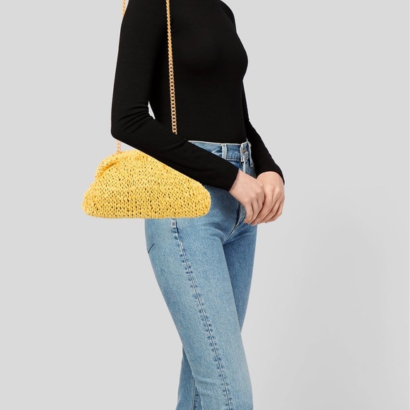 Maria La Rosa Yellow Raffia Game Clutch - Yellow Woven Women's Bag - Picture 5 of 10